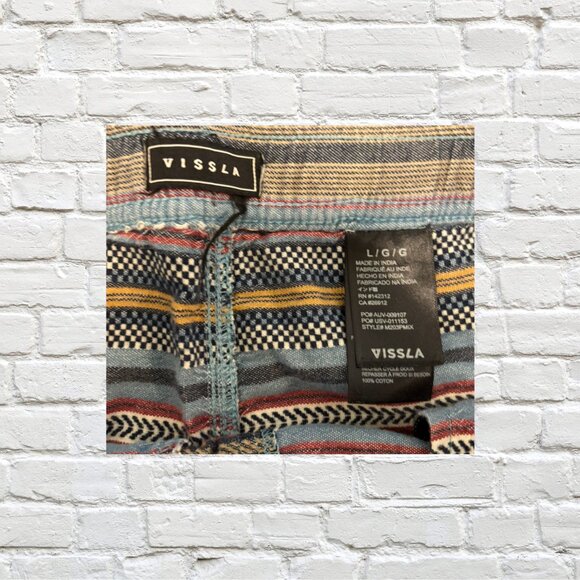 Vissla Multicolored Striped Drawstring Shorts | Men's Large - Picture 3 of 3